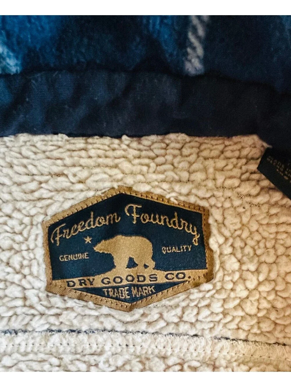 Freedom Foundry Boys Sherpa Lined Fleece Flannel Jacket Navy Plaid Snap Size 7/8